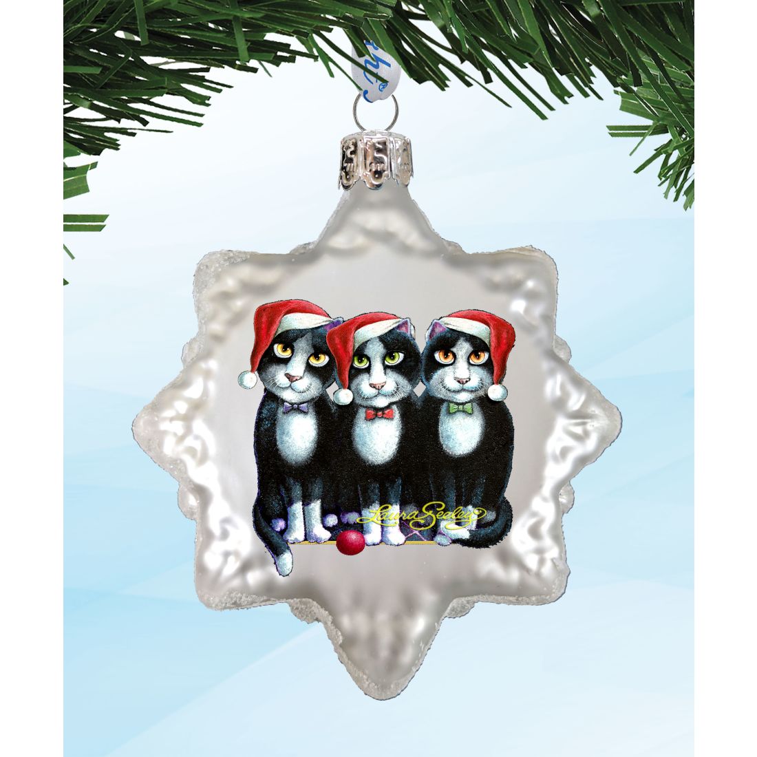 Kitty Cats Mercury Glass Ornaments - Christmas Decor by Laura Seeley - 770143S3-LS
