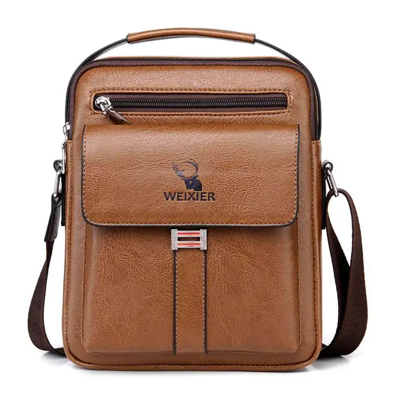 Leather Messenger Crossbody Shoulder Bag For Men Work Business Casual Adjustable Straps With Metal Zipper - Lootquake