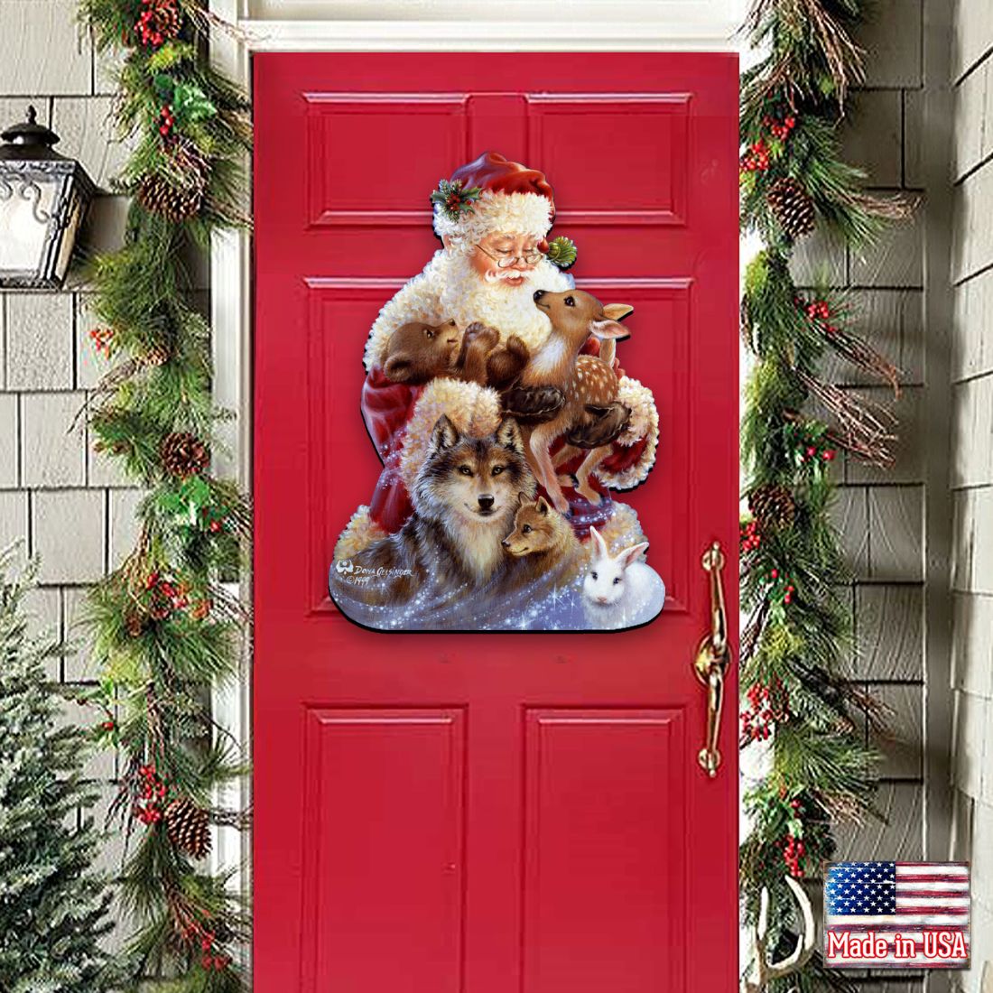 Santa Little Friends Christmas Door Decor by D. Gelsinger - Christmas Santa Snowman Decor - 8461012H-9914