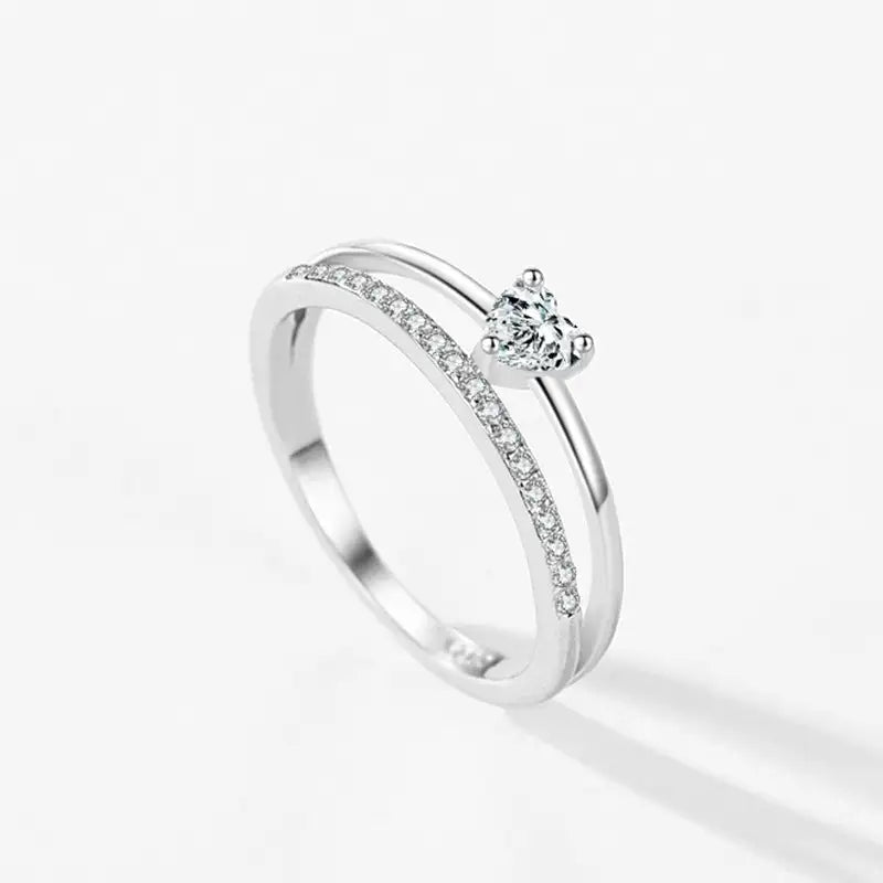S925 Loving Heart In Sterling Silver Zircon Ring Light Luxury - Lootquake