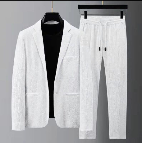 White Men's Casual Suit Jacket Men's Spring And Summer - Lootquake