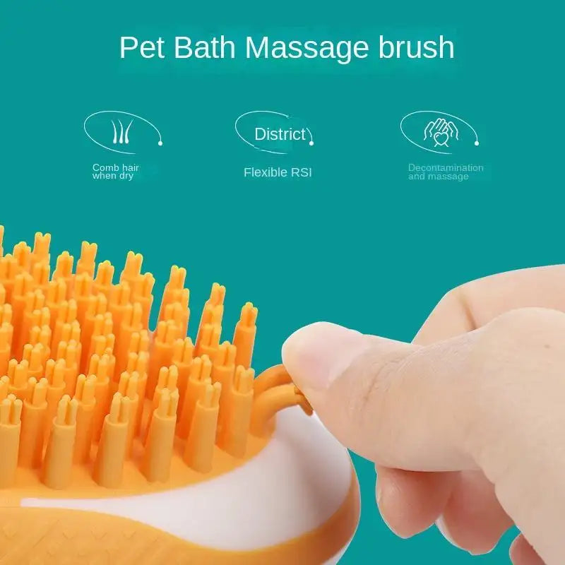 Dog Cat Bath Brush 2-in-1 Pet SPA Massage Comb Soft Silicone Pets Shower Hair Grooming Cmob Dog Cleaning Tool Pet Products - Lootquake