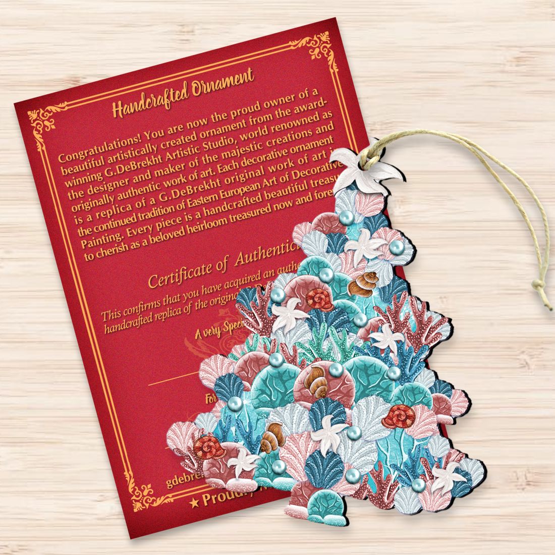 Coastal Tree Wooden Ornaments by G. DeBrekht - Coastal Holiday Decor - 8193149