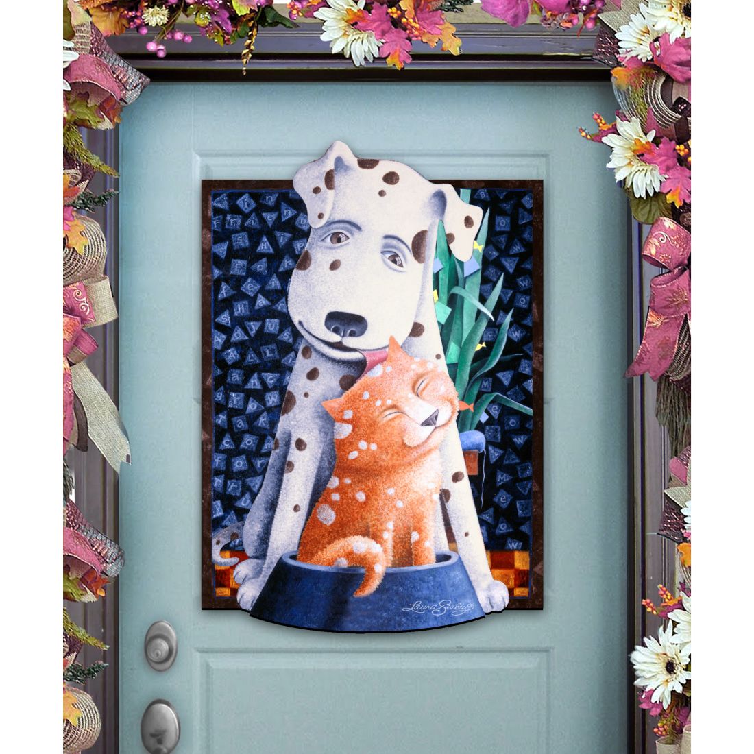 In Friendship Holiday Door Decor by Laura Seeley - Pets Dog and Cats Decor - 8511012H