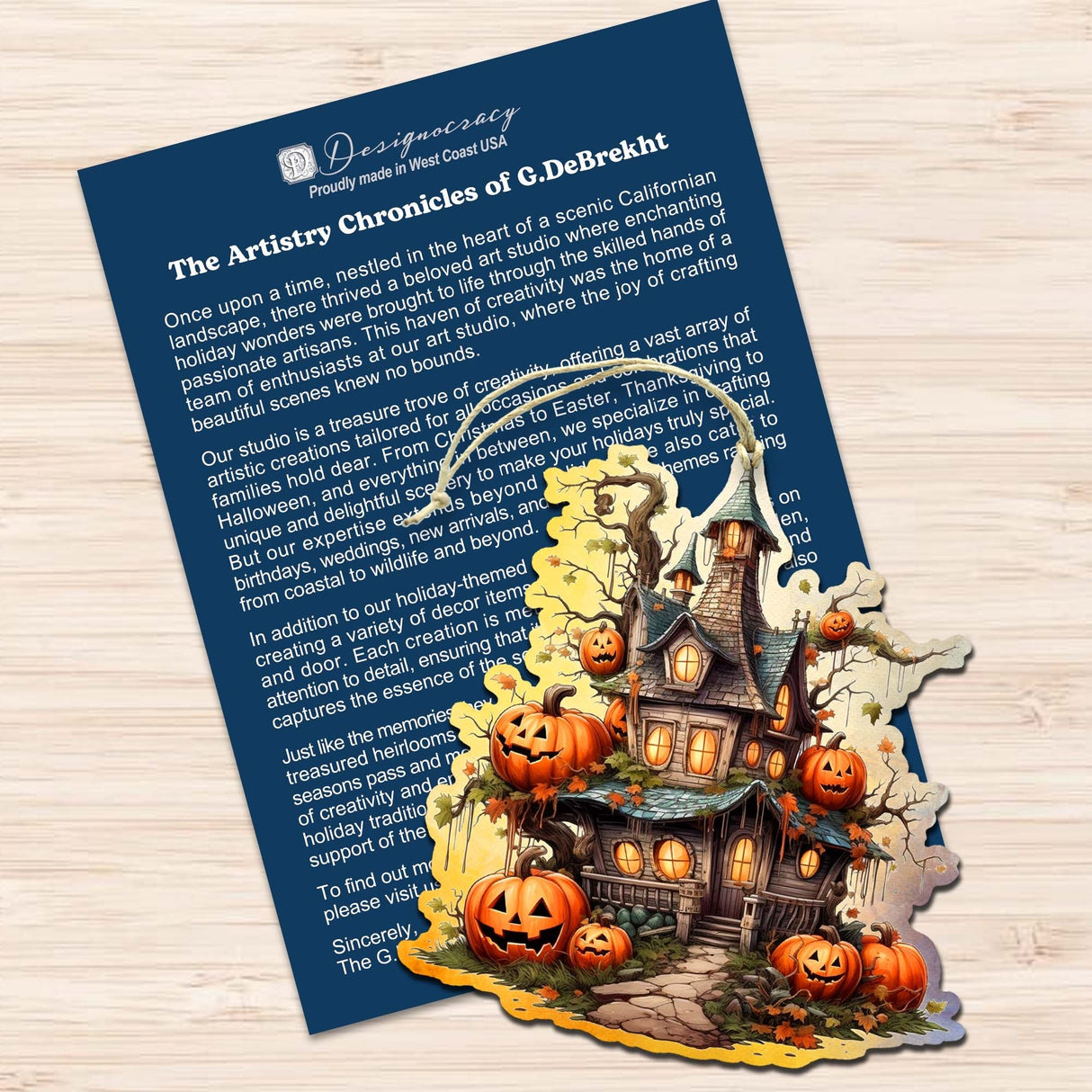 Spooky Houses Decorative Wooden Ornaments of 3 by G. Debrekht - Halloween Decor - 8091007-S3