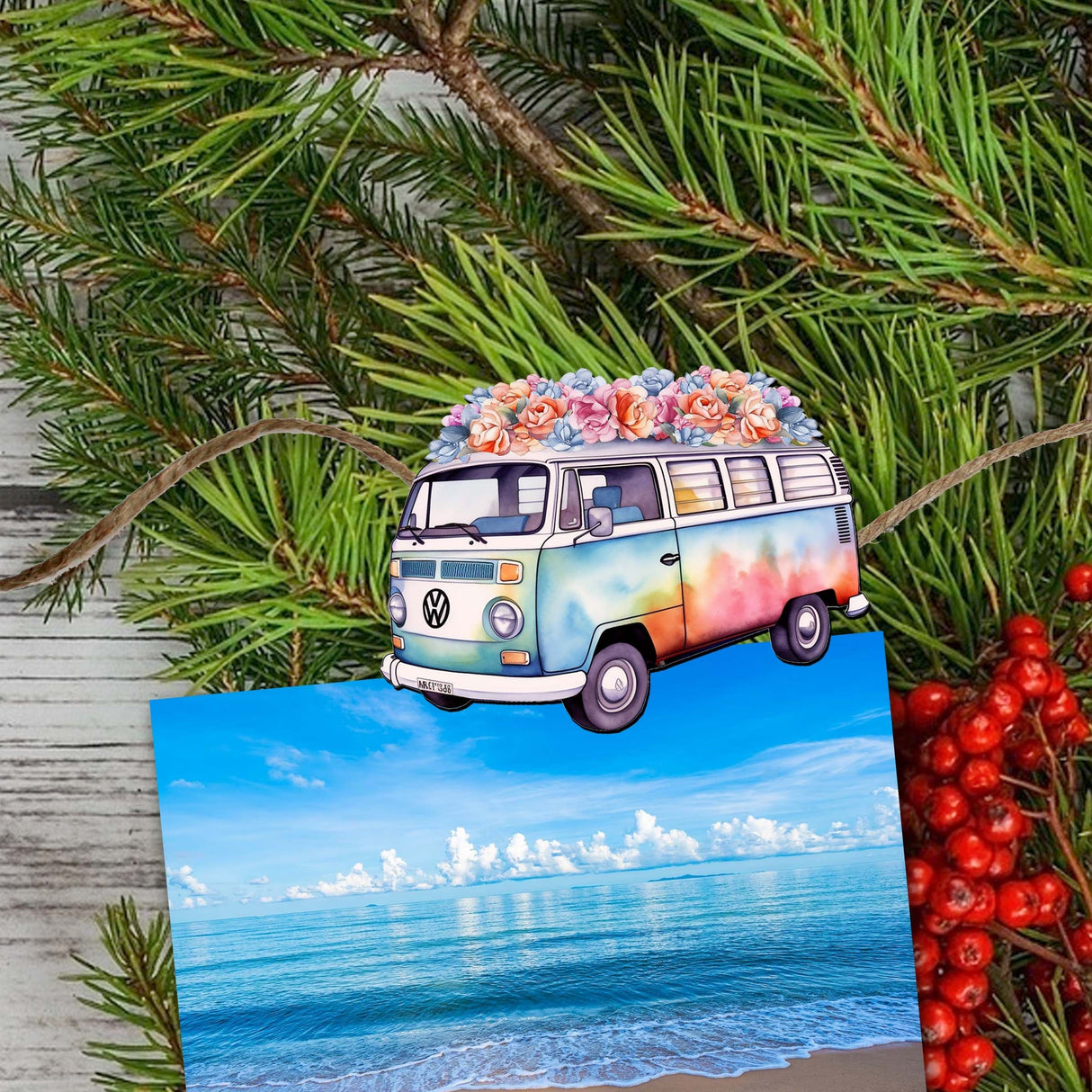 Surf Vans Decorative Wooden Clip-on Ornaments Set of 3 by G. Debrekht - Christmas Decor - 8091040C-S3