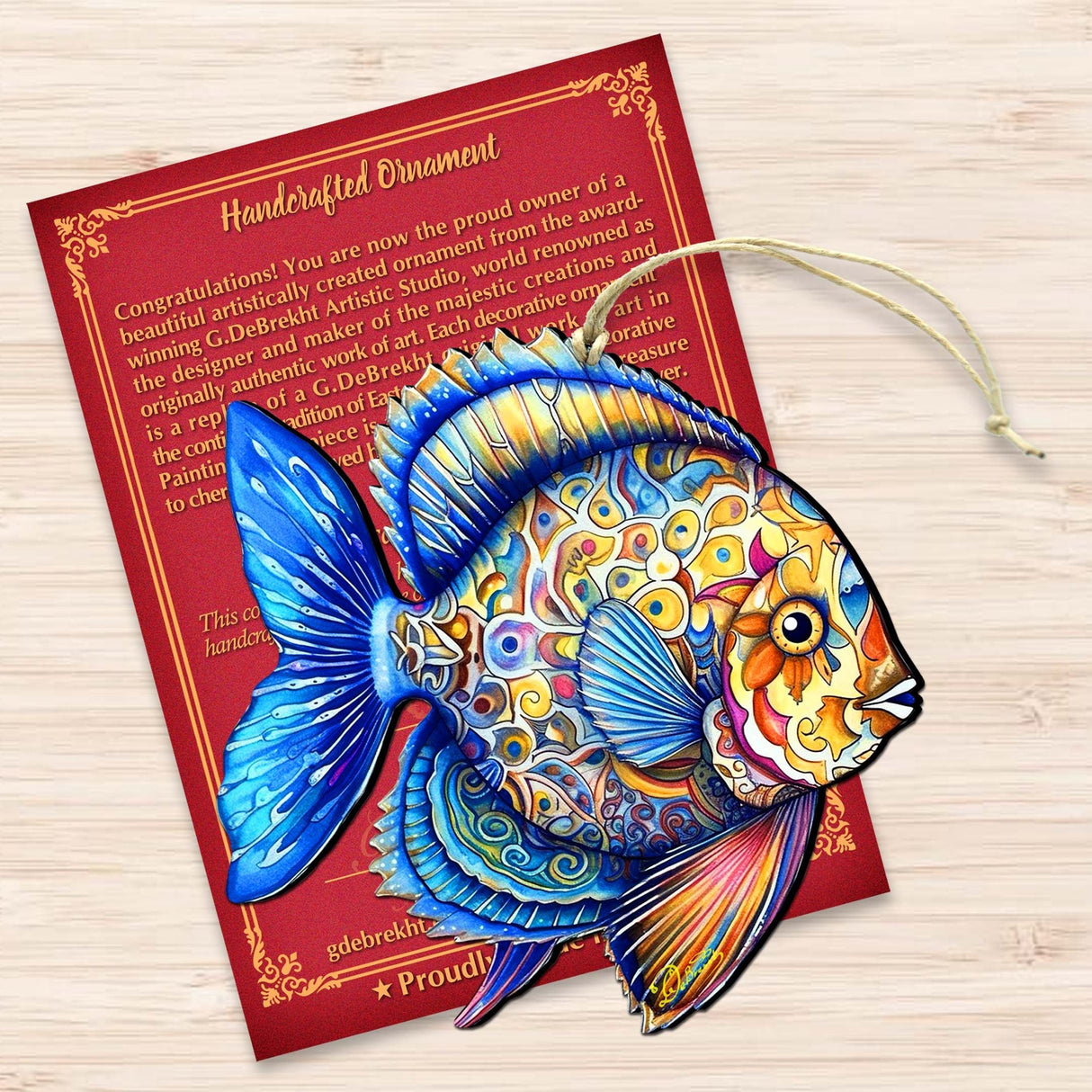 Nautical Christmas Ornaments - Oceanic Opal Fish Wooden Ornaments by G. Debrekht Coastal Holiday Decor - 8688302