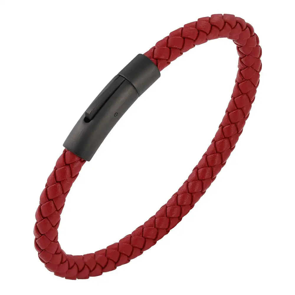 Woven Frosted Black Buckle Simple Leather Bracelet - Lootquake