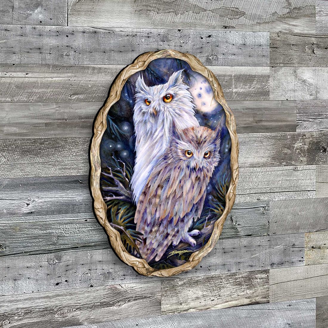 Night Watch Owls Wildlife Wall Art - J. Bergsma - Wildlife Holiday Decor - 8591902W-JB