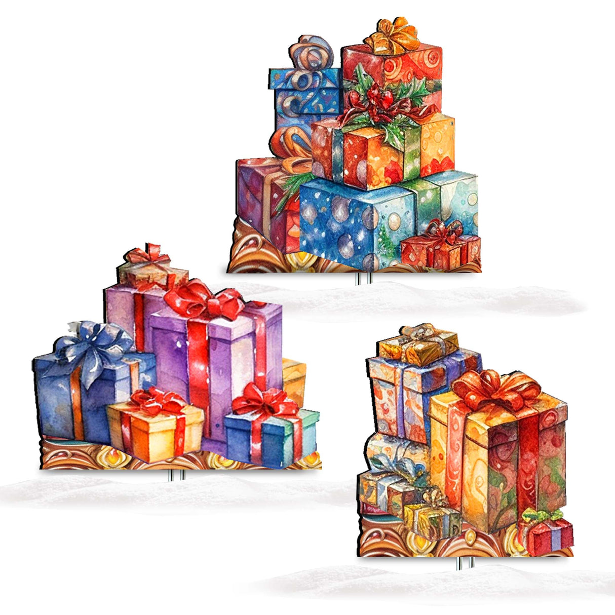 Christmas Gifts Outdoor Garden Decor Set of 3 by G. Debrekht - Christmas Tree Outdoor Decor - 8191500-1M3