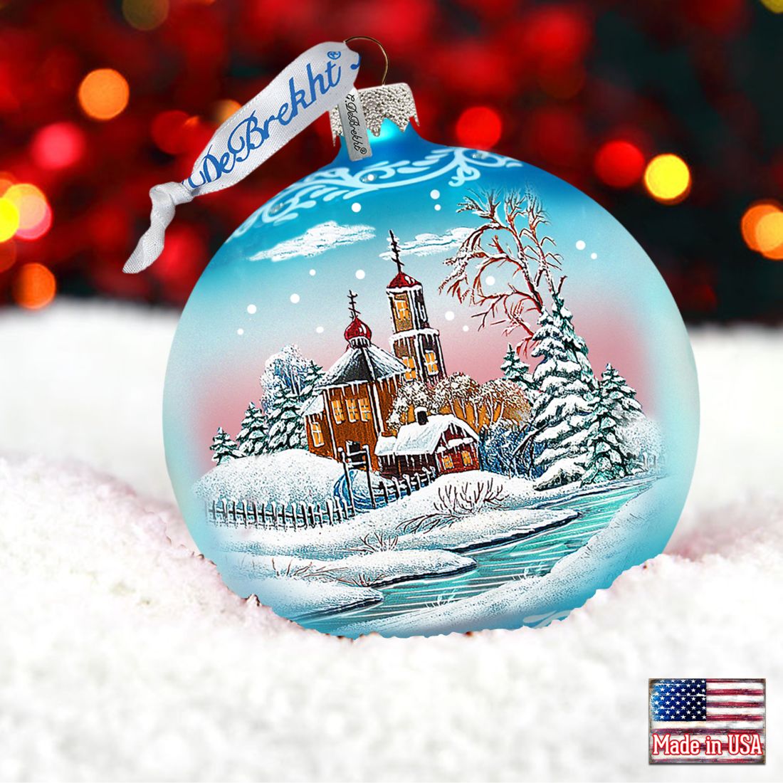 Village Ball Glass Ornament by G. DeBrekht - Christmas Decor - 73118