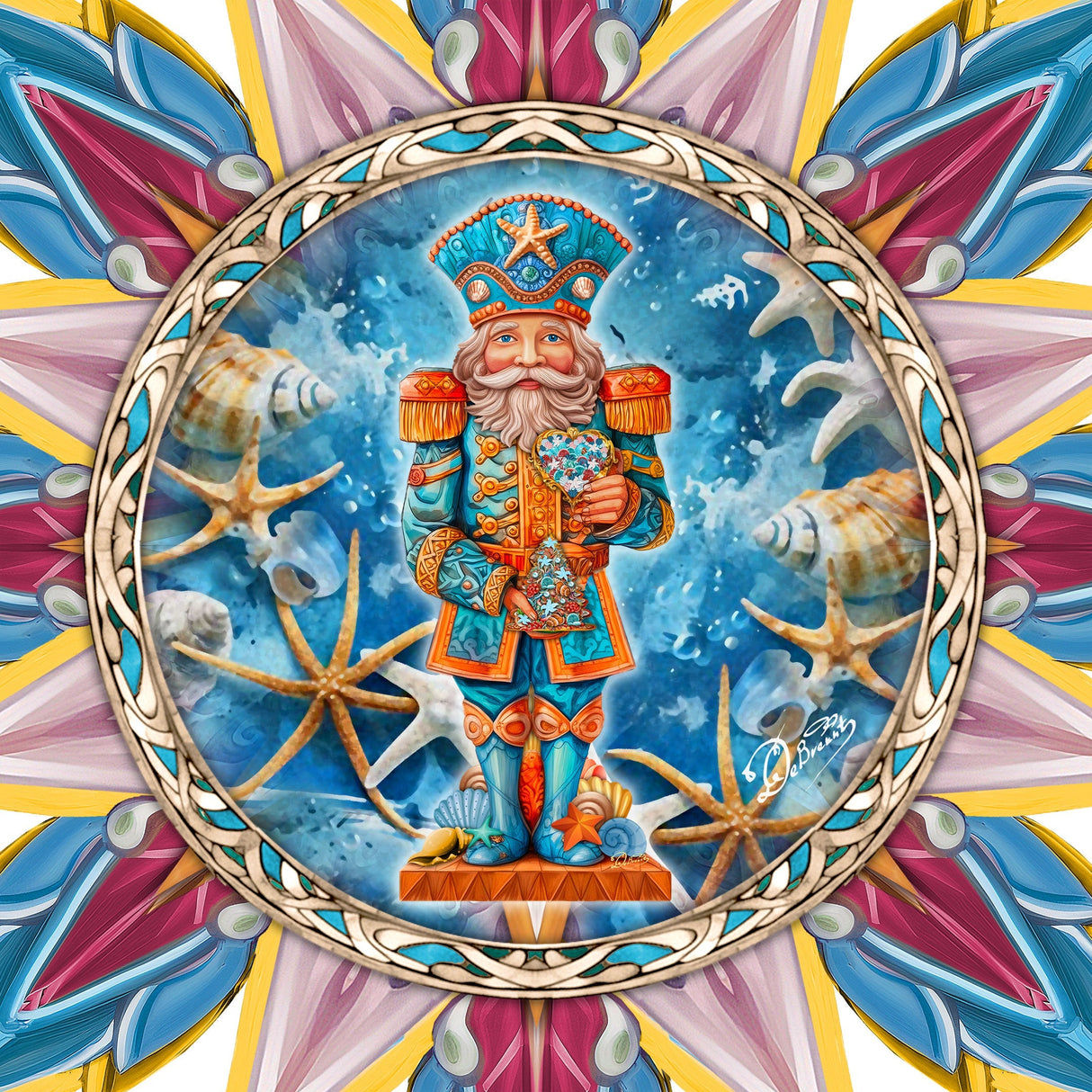 Coastal Nutcracker Tree Topper Wooden Decor by G. Debrekht - Coastal Holiday Decor - 895113