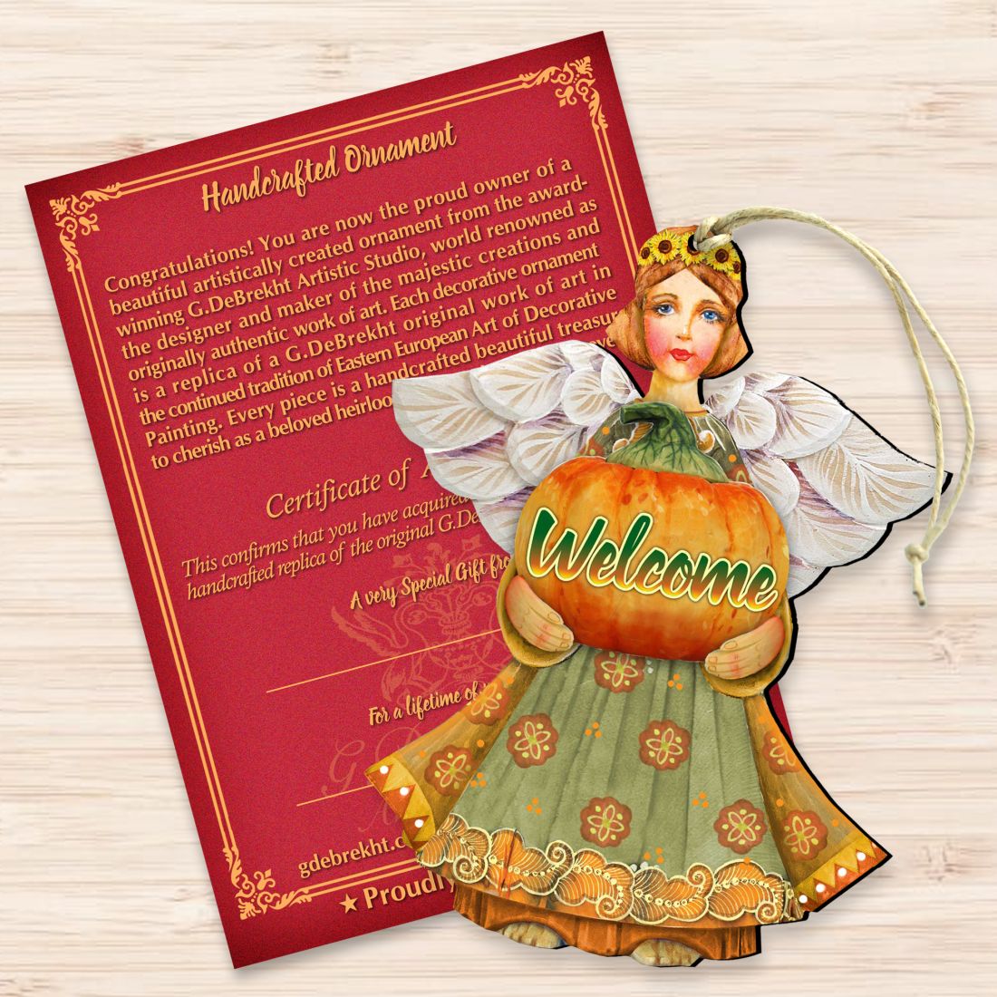 Fall Angel Wooden Ornaments Fall by G. DeBrekht - Thanksgiving Halloween Decor - 8155232-2