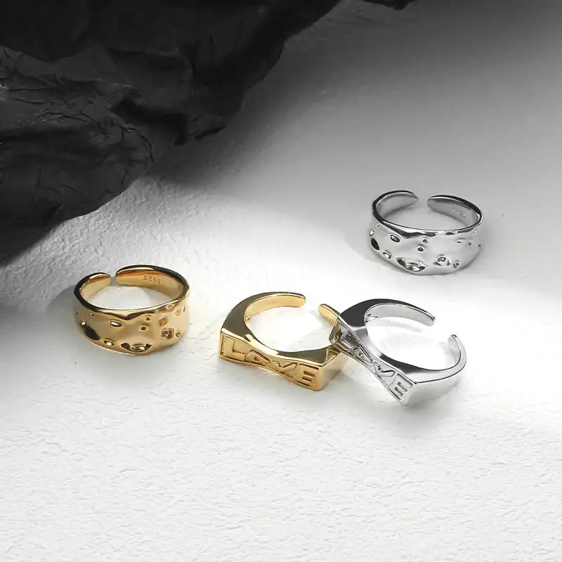 Irregular Texture Letter Open Ring Simple Bracelet - Lootquake