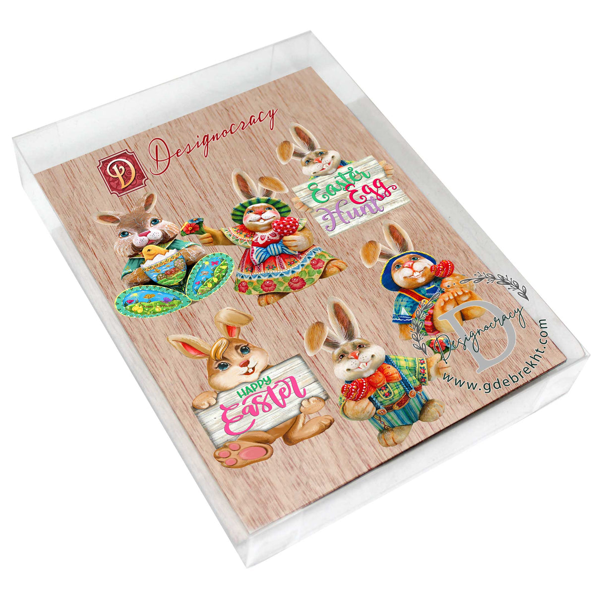 Easter Bunny Family Decorative Wooden Magnets Set of 6 by G. Debrekht - Easter Décor - 8090041G-S6