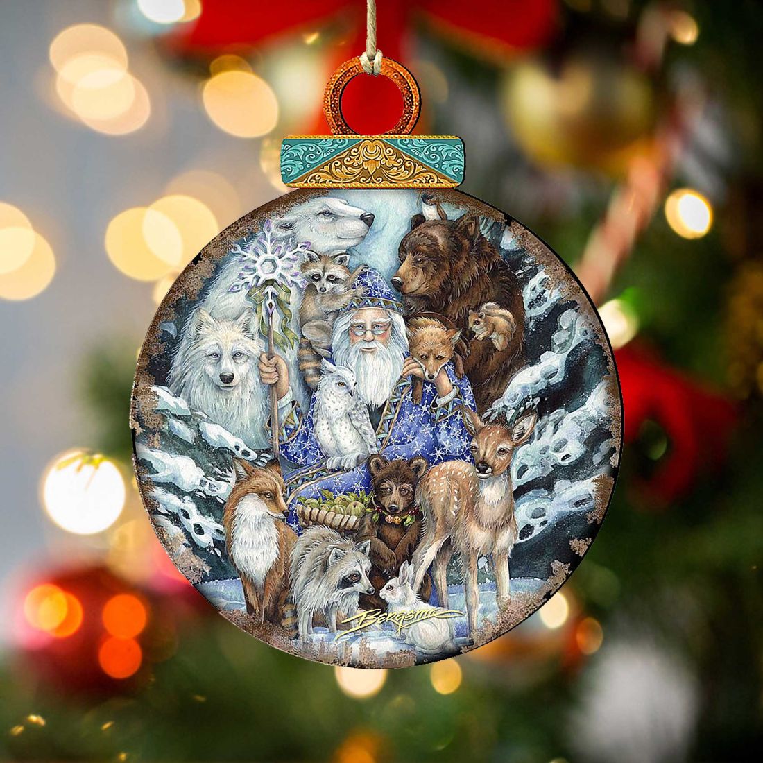 Adornos de madera de Papá Noel "Reúnanse en paz" de J. Bergsma - Decoración navideña - 8591968-JB