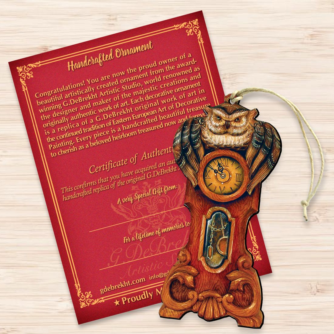 Owl Clock Wooden Ornaments Halloween by G. DeBrekht - Thanksgiving Halloween Decor - 8153311