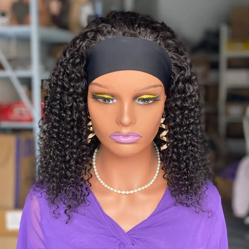 200 Curly Headbandwig Human Hair Wigs - Lootquake