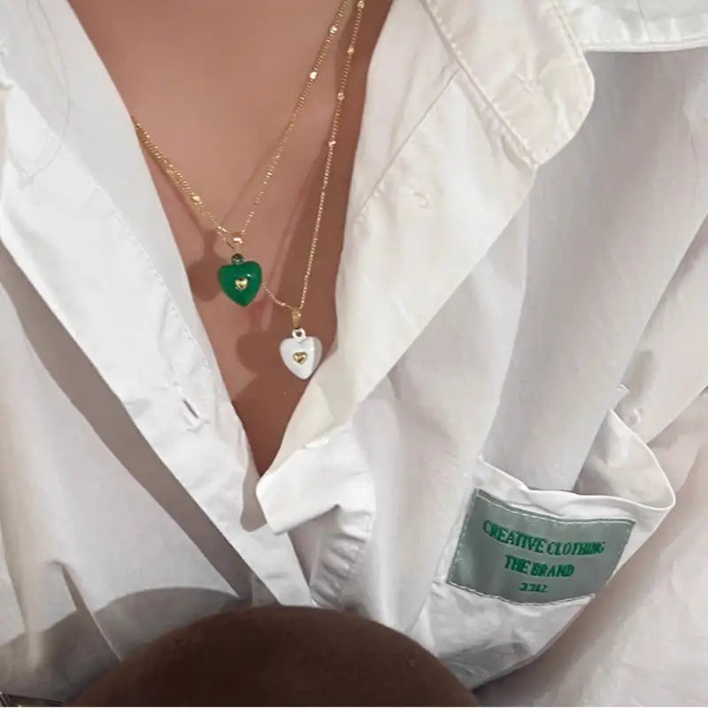 Colored Loving Heart Sweet Cool Necklace Light Luxury Minority Fashion - Lootquake