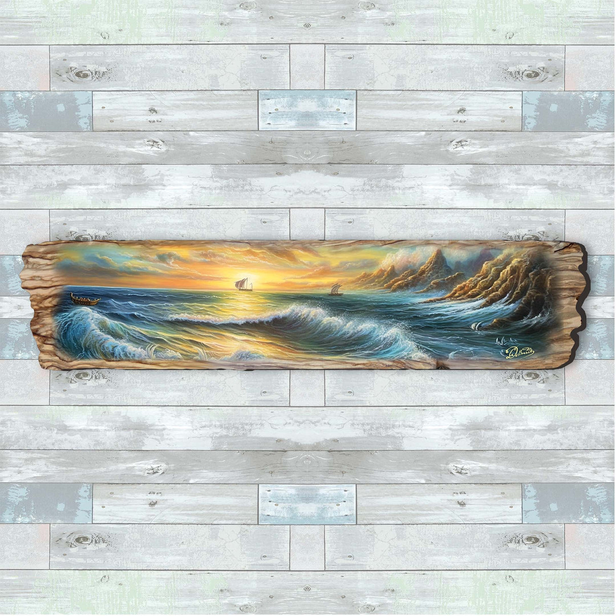Wave Symphony Wooden Wall Art by G. DeBrekht Coastal Decor - 8491113W