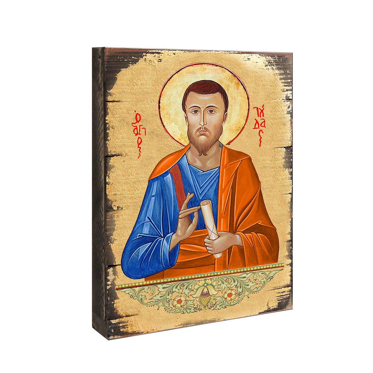 Icono religioso cristiano sagrado de San Judas Tadeo, de madera y chapado en oro - Decoración inspiradora - 85036
