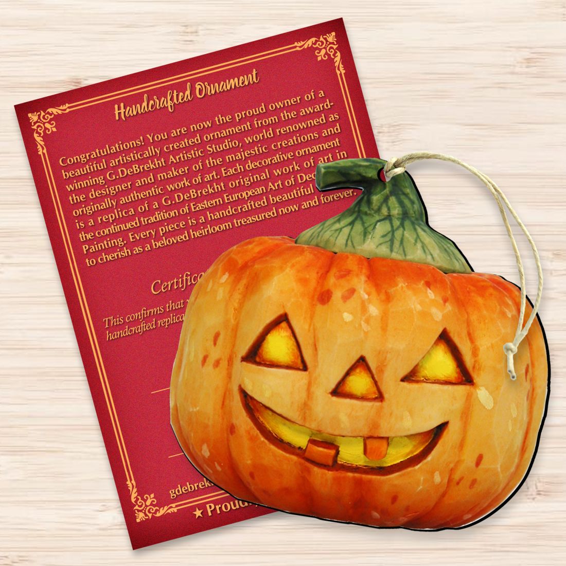 Halloween Pumpkin Wooden Ornaments by G. DeBrekht - Thanksgiving Halloween Decor - 8158414-3