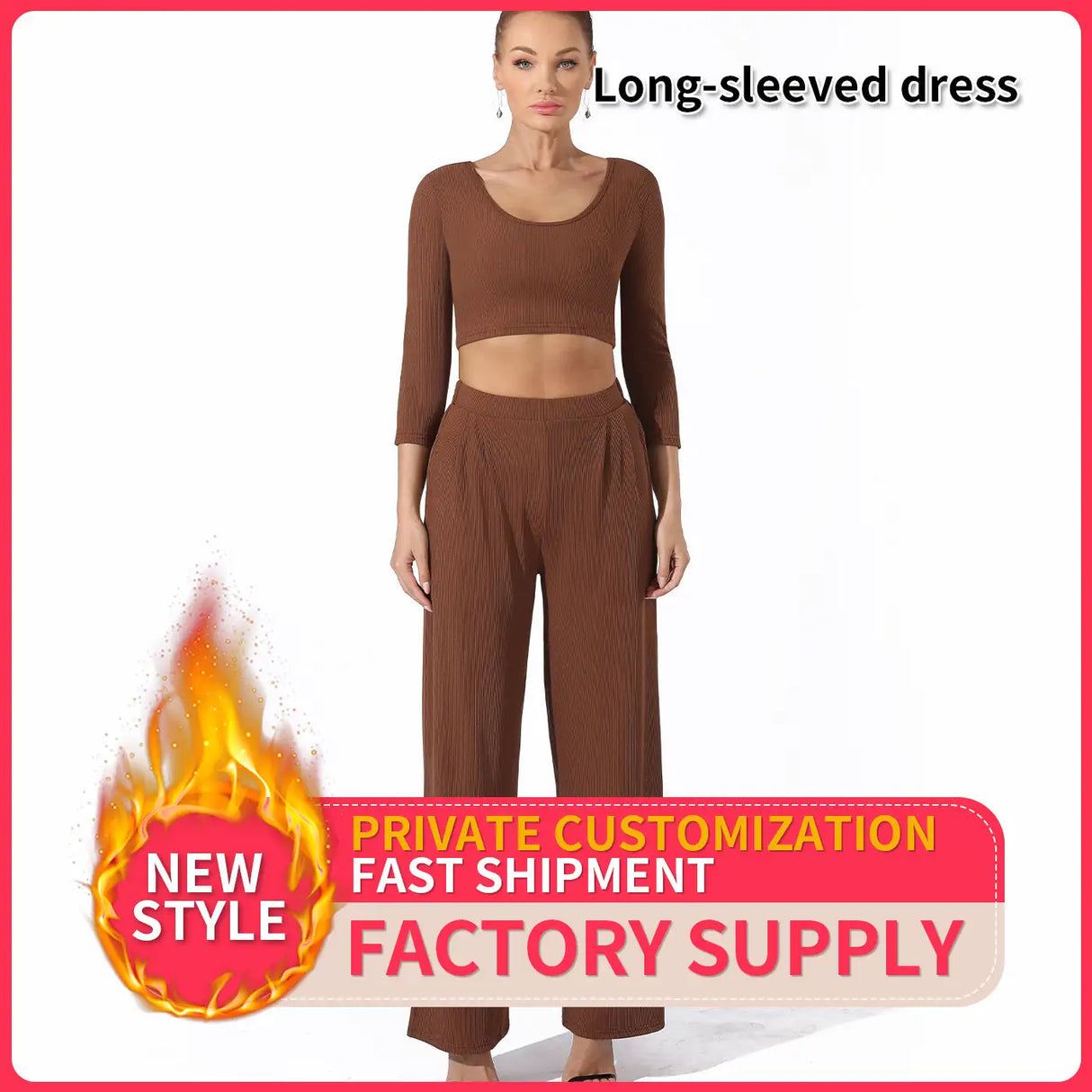 Women's Fashion Simple Solid Color Top Pants Set - Lootquake