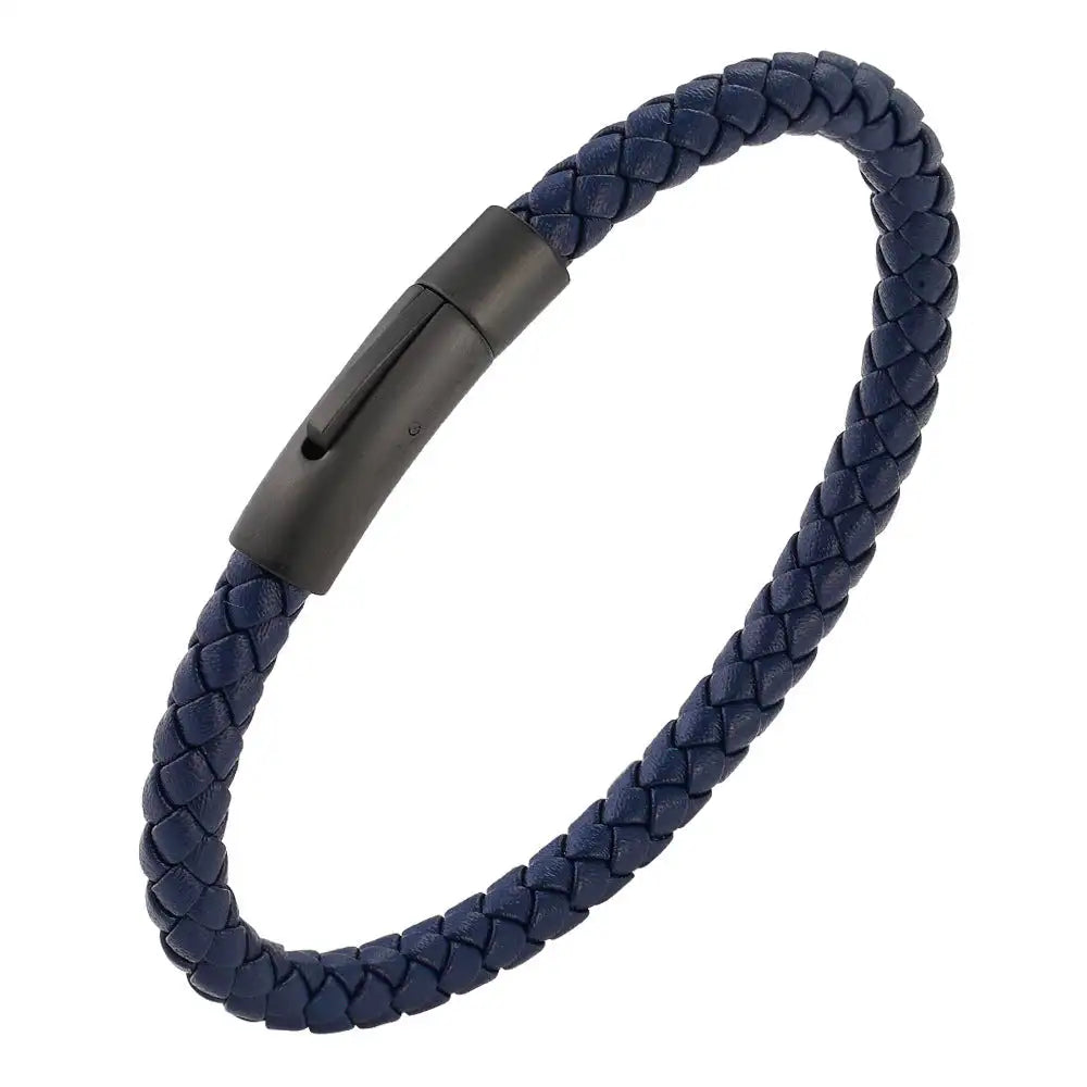 Woven Frosted Black Buckle Simple Leather Bracelet - Lootquake