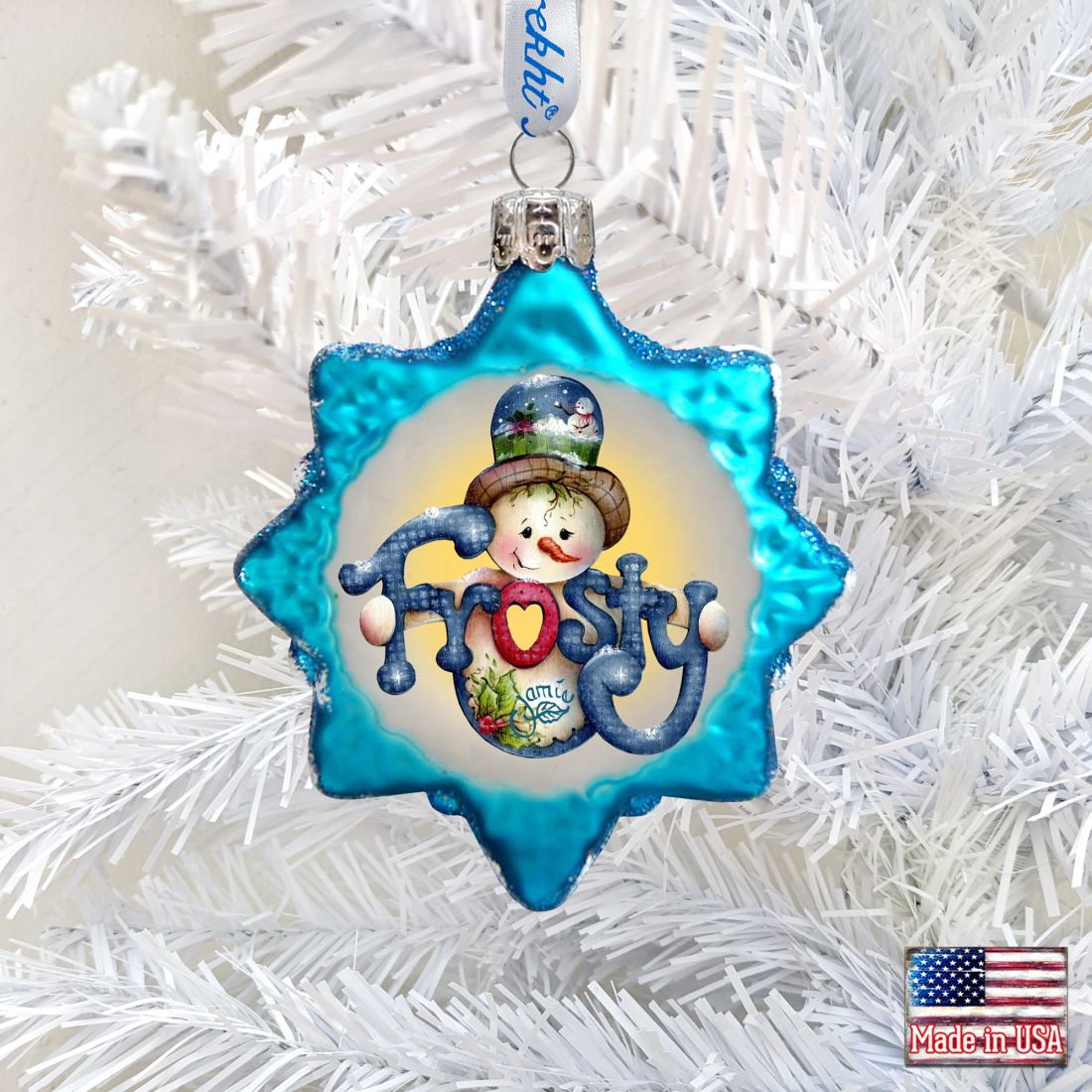 Frosty Mercury Glass Ornament by Jamie Mills-Price - Christmas Santa Snowman Decor - 778202-7505