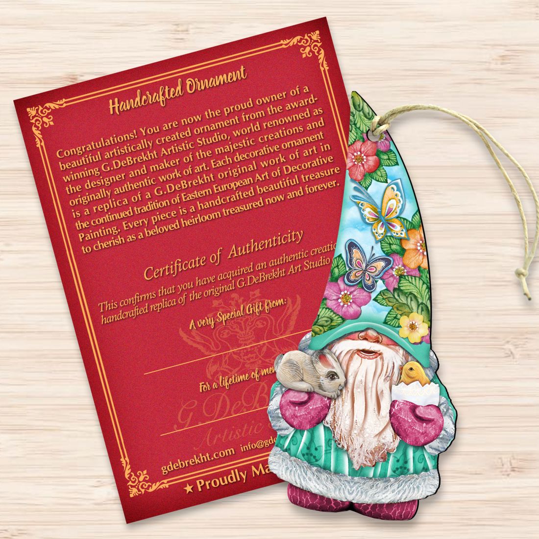 Adornos de madera de gnomos de primavera de G. DeBrekht - Decoración de primavera para Pascua - 8611011