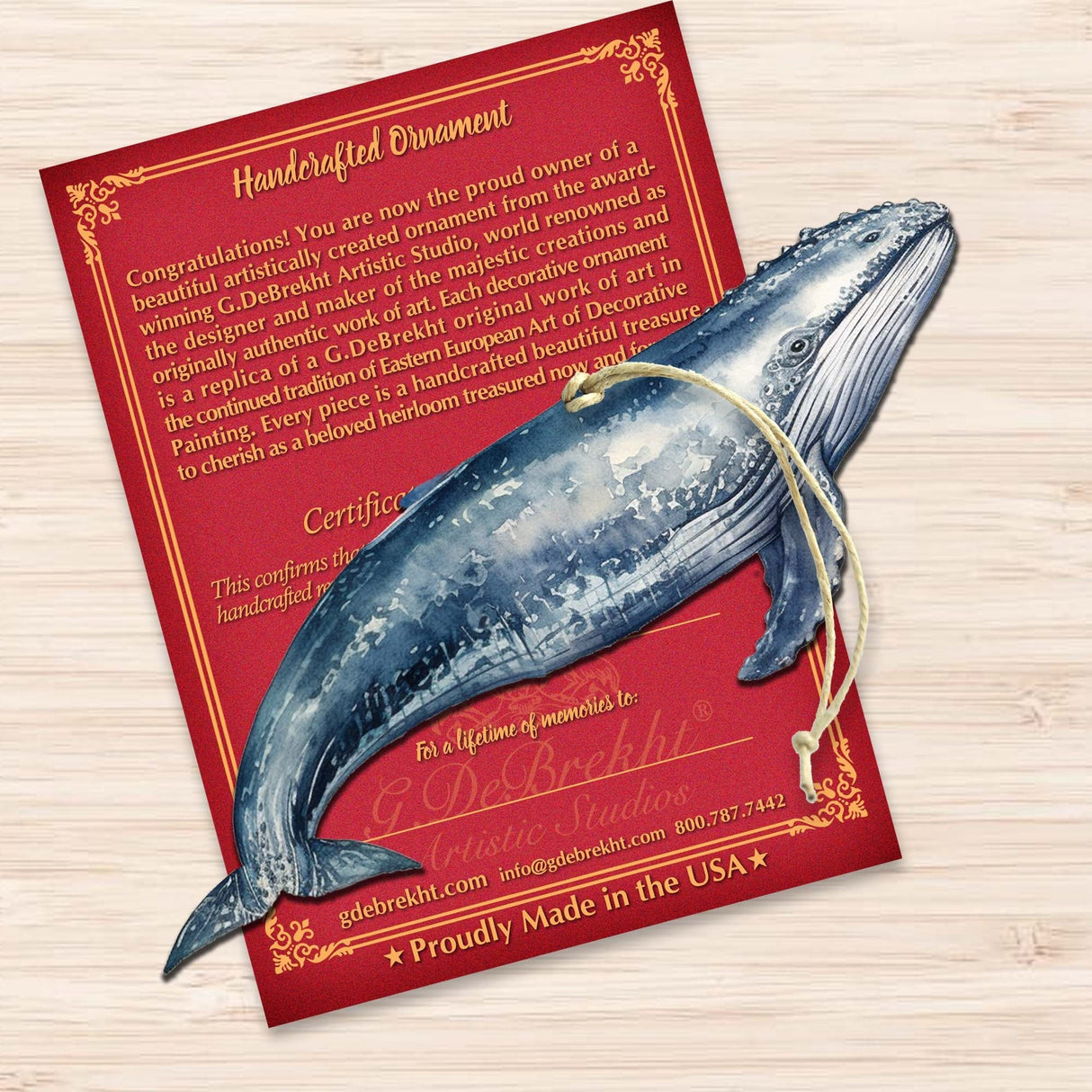 Adornos de madera de ballena jorobada de Alaska de G.Debrekht - Decoración navideña con temática de vida silvestre - 8710103-2