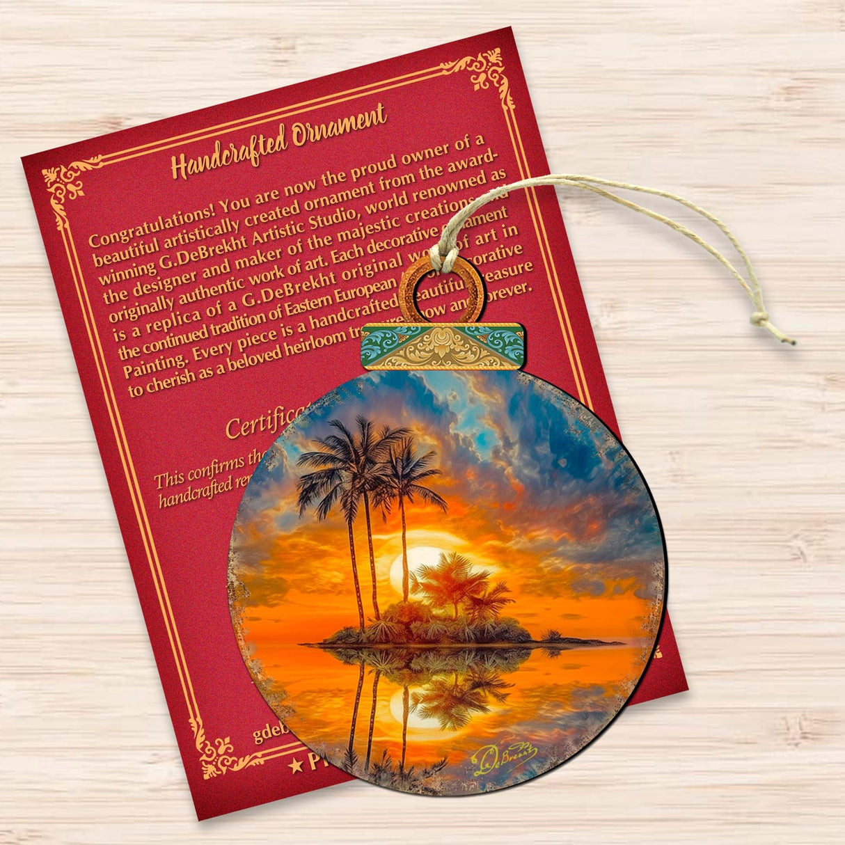 Coastal Christmas Decor - Ocean Sunset Wooden Ornaments by G. DeBrekht Coastal Holiday Decor - 8688171