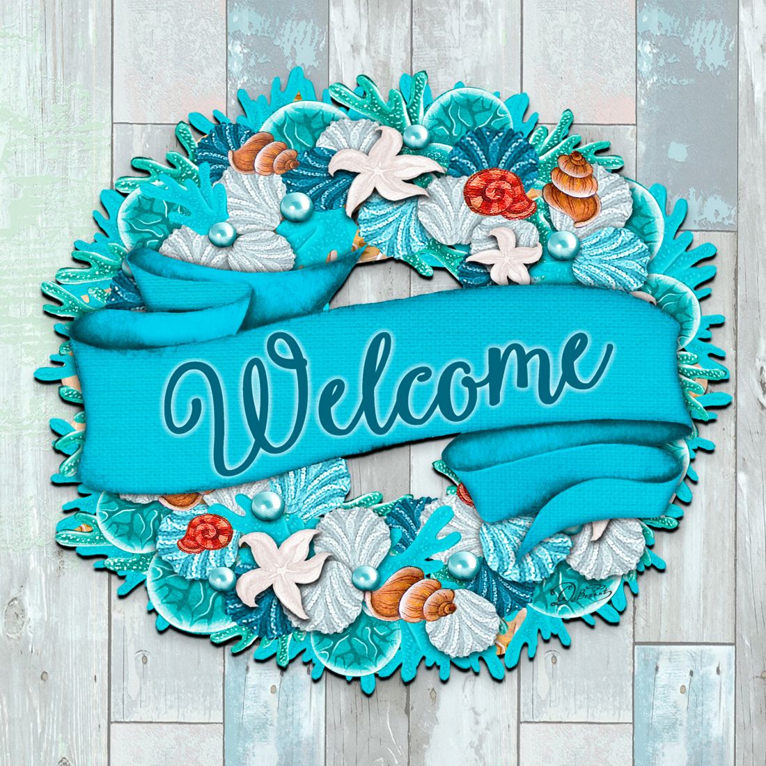 Coastal Holiday Door Wreath by G. DeBrekht - Coastal Holiday Decor - 8185306-2H