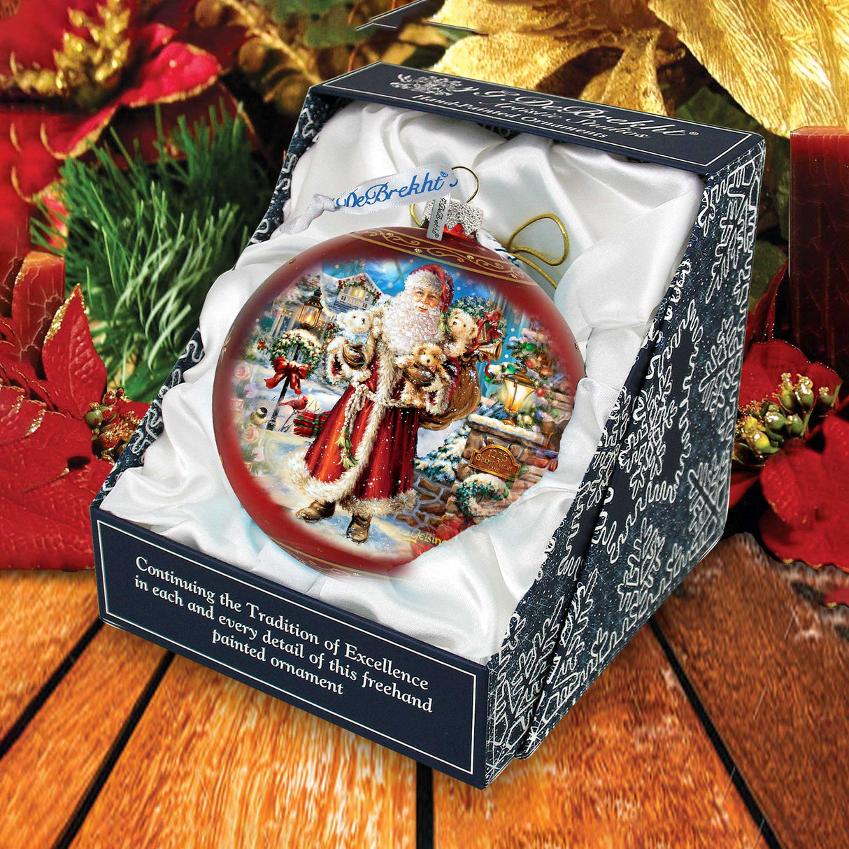 Silent Night Santa Glass Ornament Limited Edition by D. Gelsinger - Christmas Santa Snowman Decor - 73891-1315