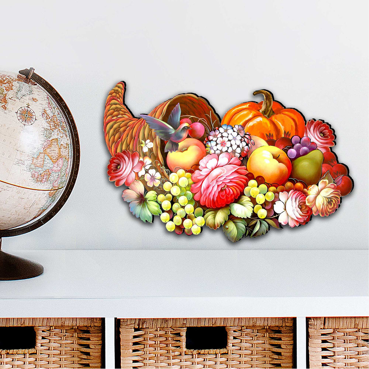 Floral Cornucopia Halloween Door Decor by G. DeBrekht - Thanksgiving Halloween Decor - 8158907H