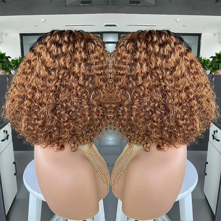 Cross-border E-commerce Exclusively For Ombre Curly Bobo1b30 Human Hair Lace Wig - Lootquake