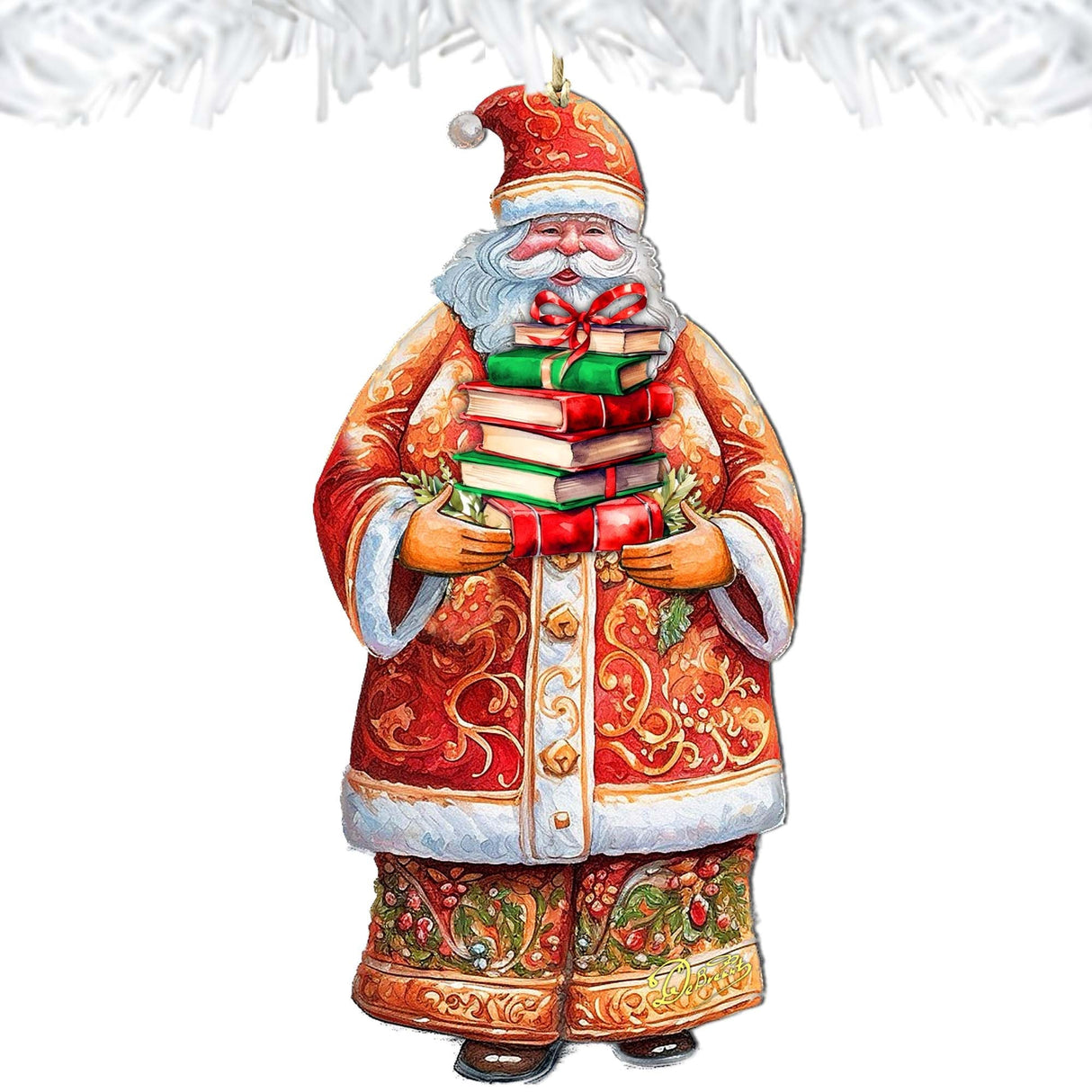 Adornos de madera de la colección de libros de Papá Noel de G. Debrekht - Decoración navideña de muñeco de nieve de Papá Noel - 8691405
