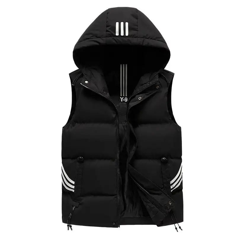 Men's Coat Hooded Thickened Warm Waistcoat Cotton Vest - Lootquake