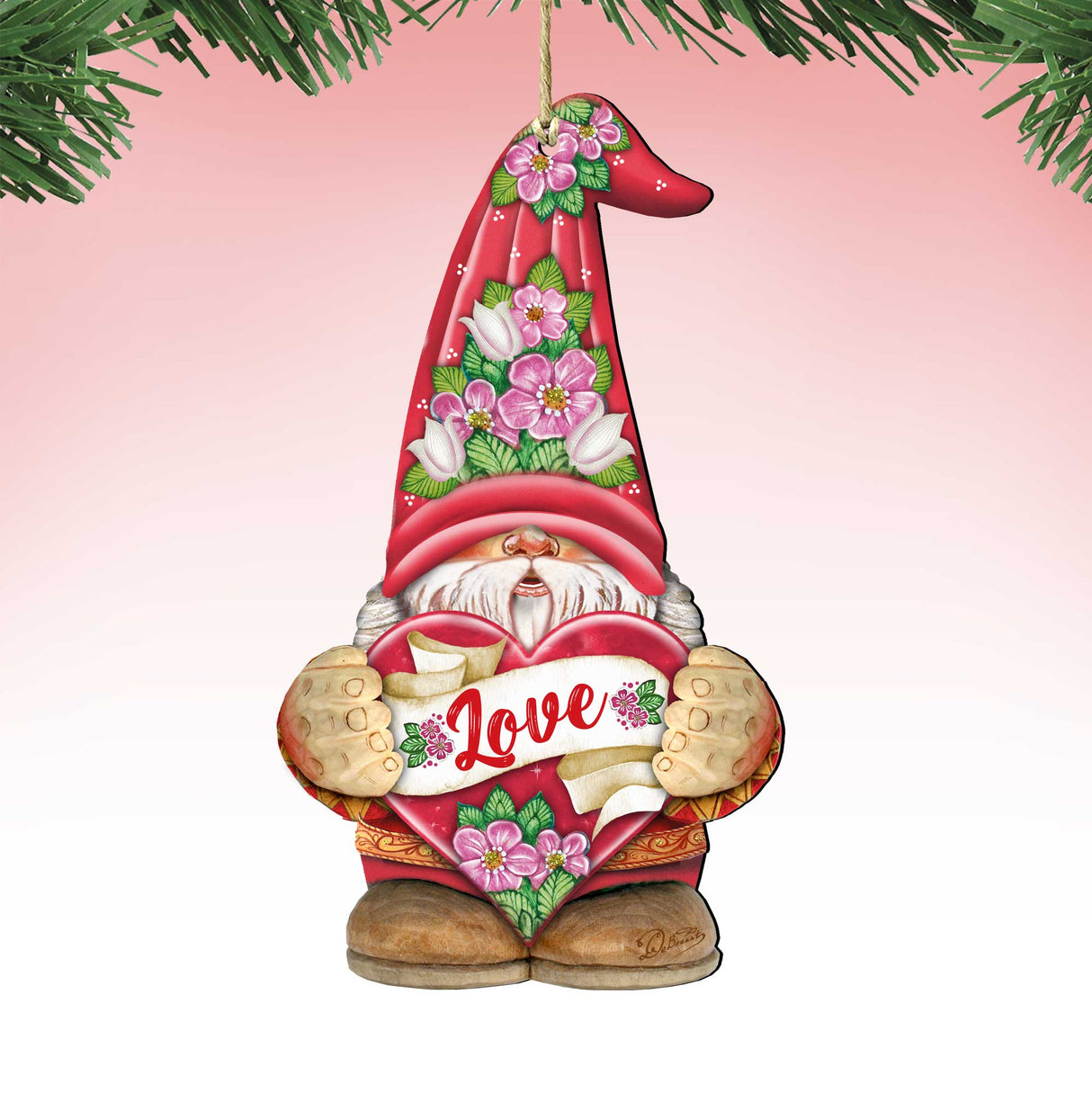 Love Gnome Wooden Ornaments by G.DeBrekht - Love Family Kids Decor - 8611018-S2