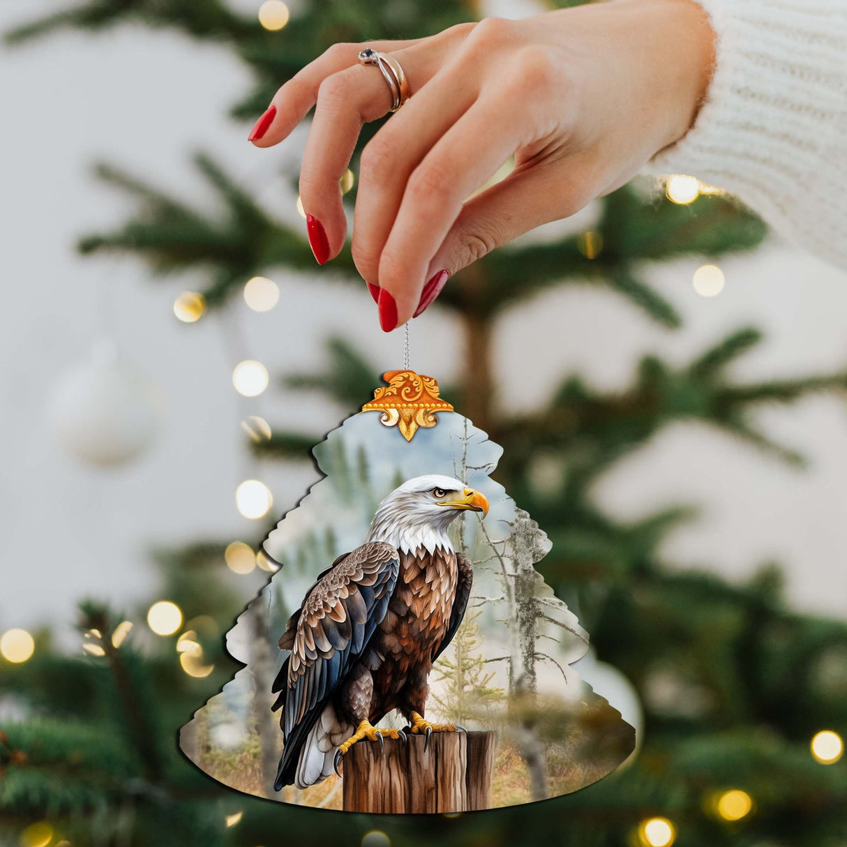Adornos de madera para árbol de águila calva de Alaska de G.Debrekht - Decoración navideña con temática de vida silvestre - 870007