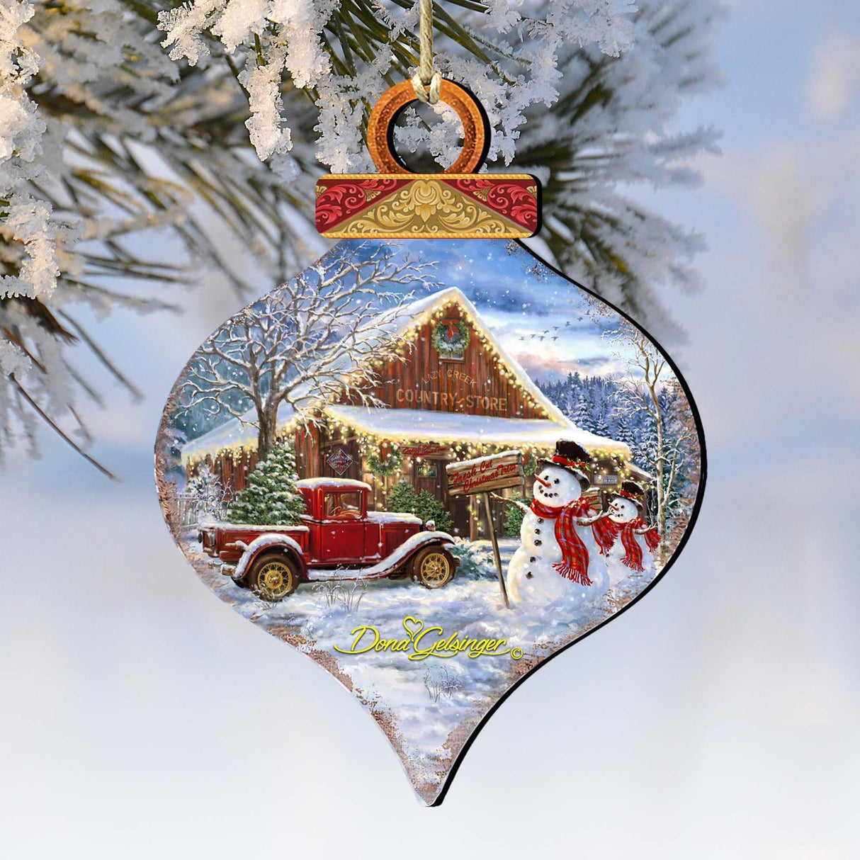Country Store Christmas Drop Wooden Ornaments by Gelsinger - Christmas Decor - 8031022-1607