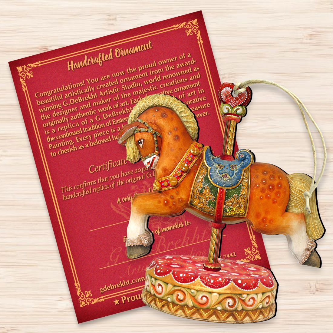 Carousel Horses Wooden Ornaments by G. DeBrekht - Carousel Holiday Decor - 8114041-1