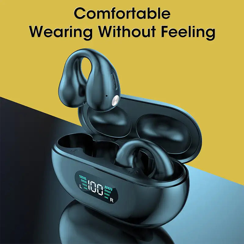 Bone Conduction Headphones TWS Earbuds Ear Clip Bluetooth 5.3 Touch Wireless Earphone In-Ear Bass HIFI Sports Headset - Lootquake