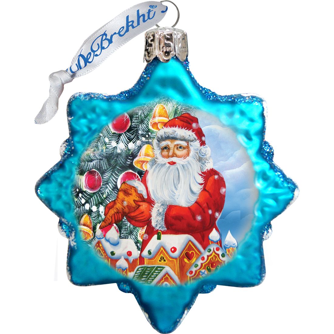 Juego de 3 adornos de vidrio de Santa Mercurio de G. DeBrekht - Decoración navideña de muñeco de nieve de Santa Claus - 770133S3