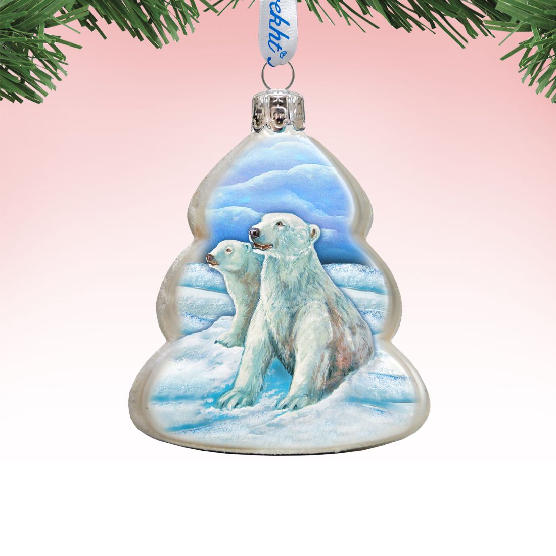 Polar Bears Family Mercury Glass Ornament by G. DeBrekht - Wildlife Holiday Decor - 771045