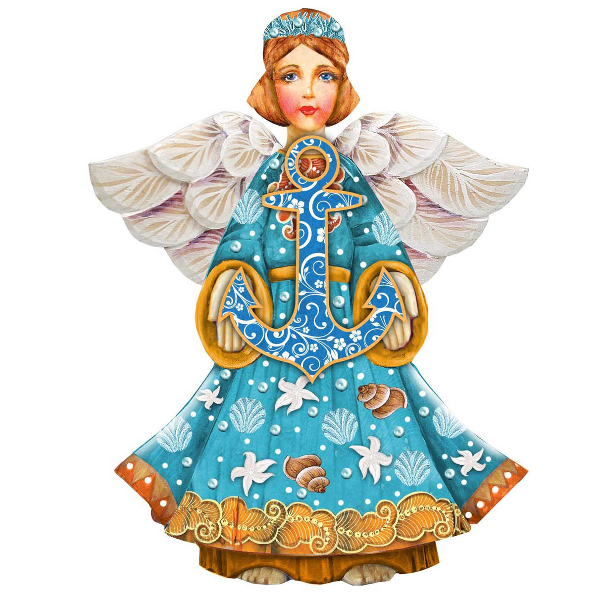 Coastal Angel with Anchor Door Decor by G. DeBrekht - Coastal Holiday Decor - 8152724-2H