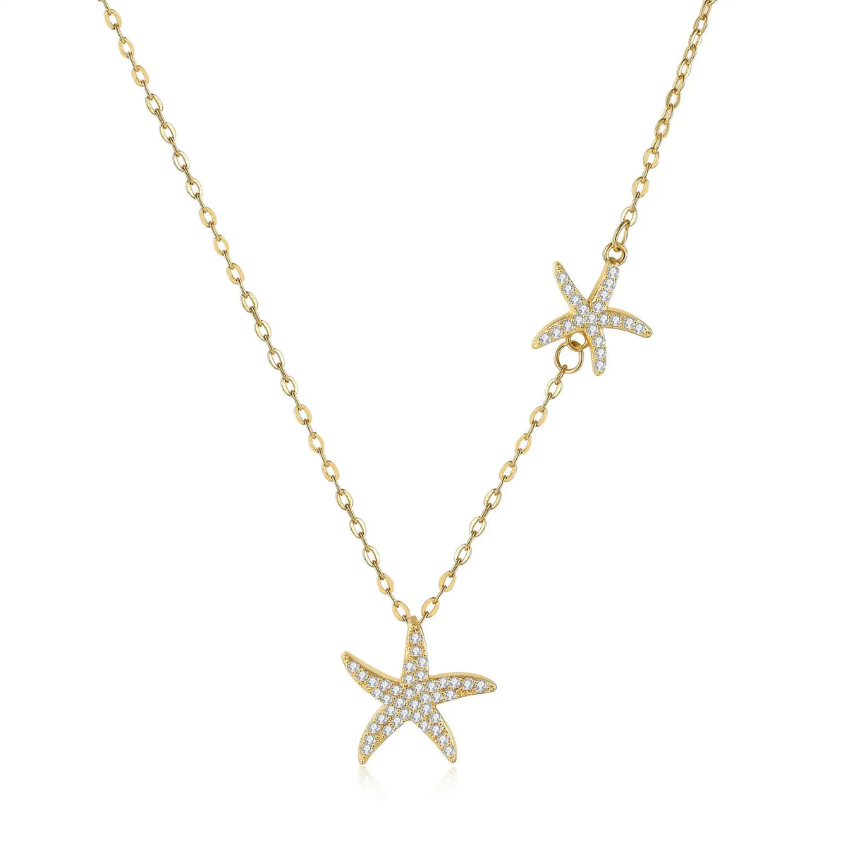 Double Starfish Full Diamond Necklace Female Fashion Special-interest - Lootquake