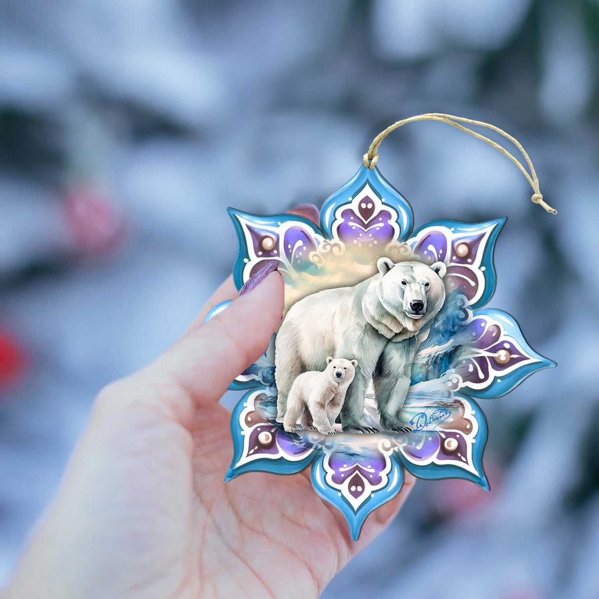 Adornos de madera con forma de copo de nieve de oso polar de G. Debrekht - Decoración de vida silvestre - 8688408