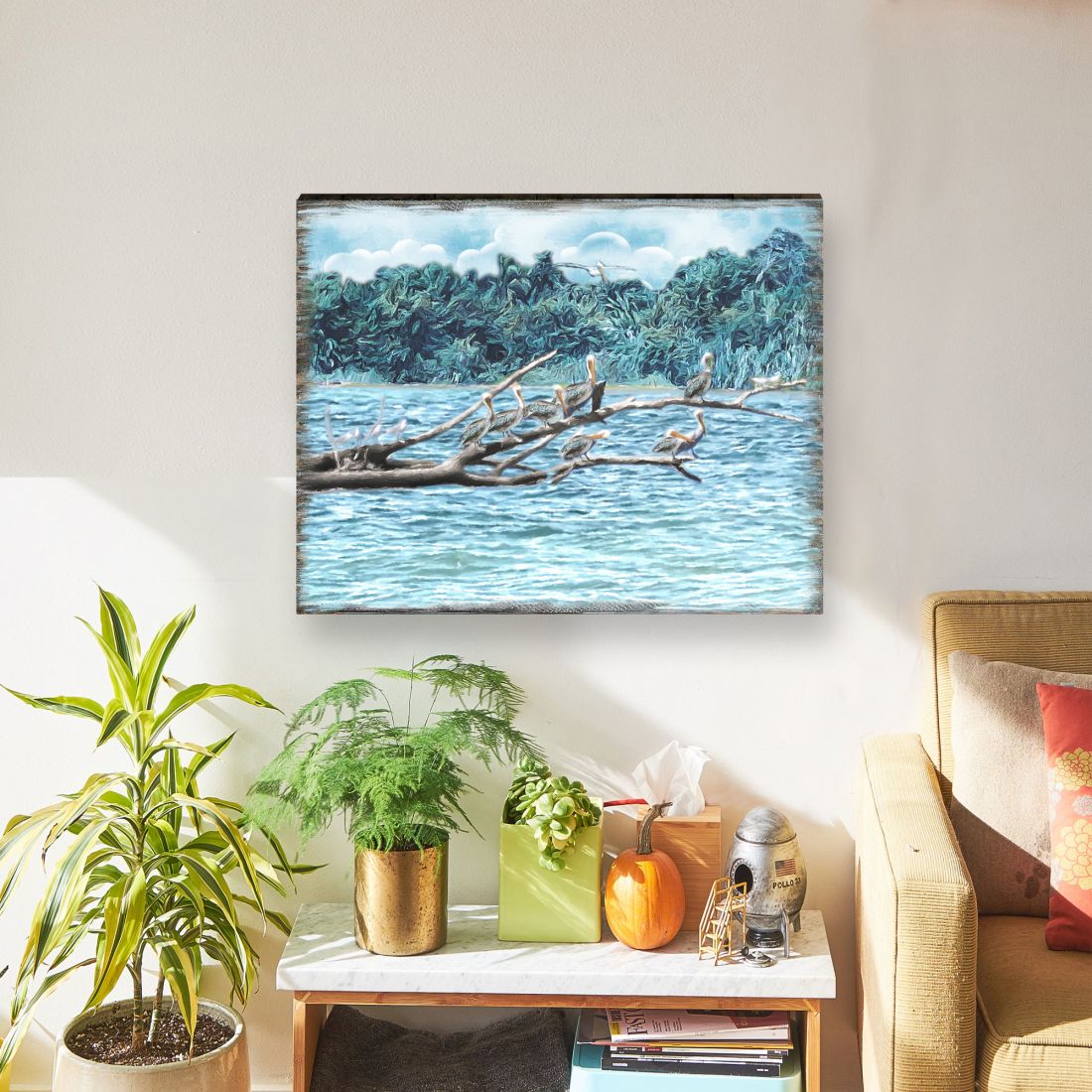 Island Paradise Seabirds Wooden Coastal Wall Art by Nature Wonders - Coastal Sea-Life Decor - 95252-7B