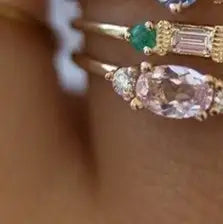 18K Gold Plating 4-piece Ring Set Simple Inlaid - Lootquake